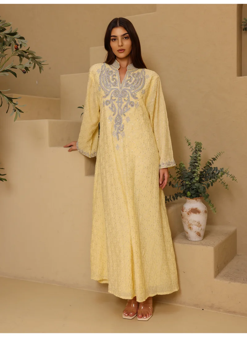 IKKXA Ikkxa Tharaa Jalabiya IK7003 Yellow